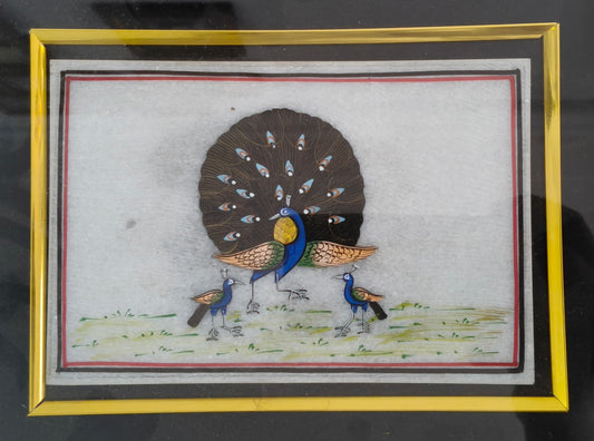 Peacock Marble Plate Painting