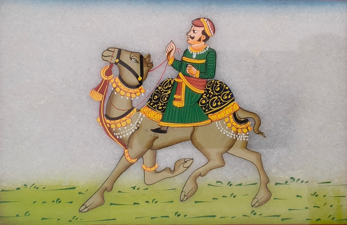 Camel Rider Marble Plate Painting – Traditional Rajasthani Marble Artwork