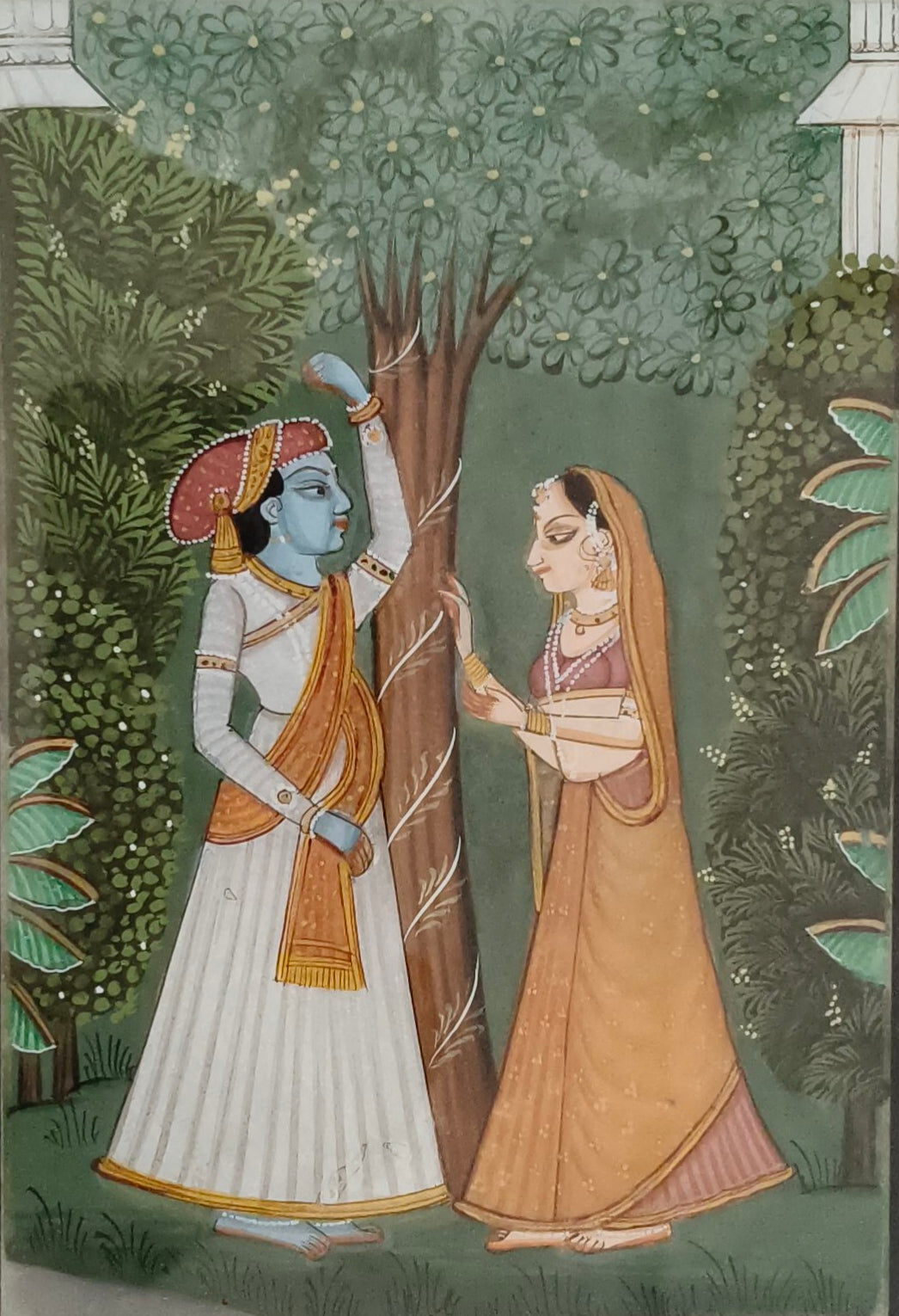 Radha Krishna Marble Plate Painting – Handcrafted Traditional Miniature Art