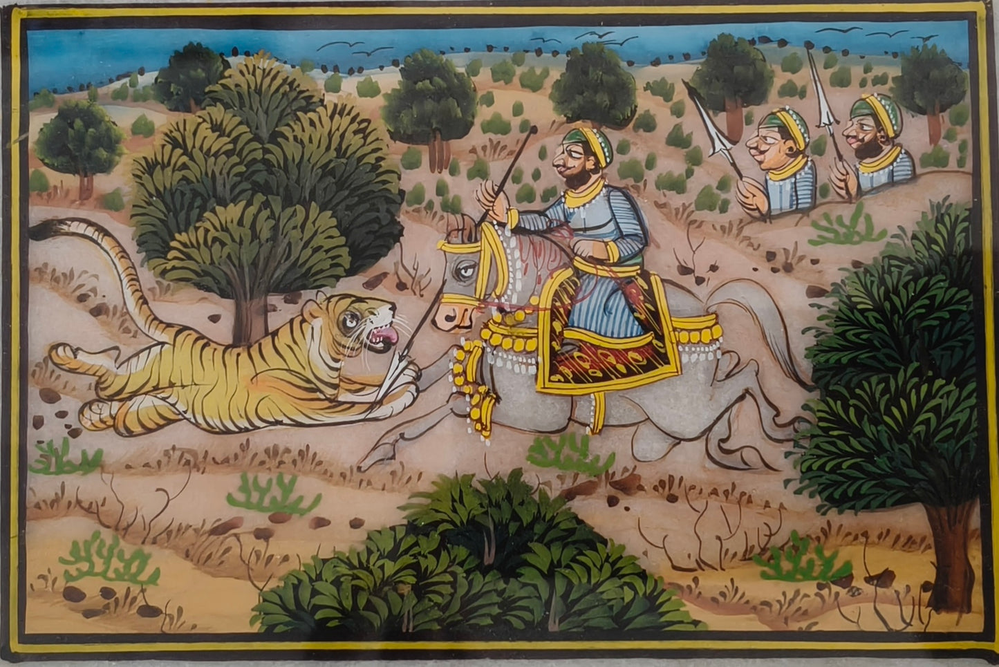 Royal Tiger Hunt Miniature Painting