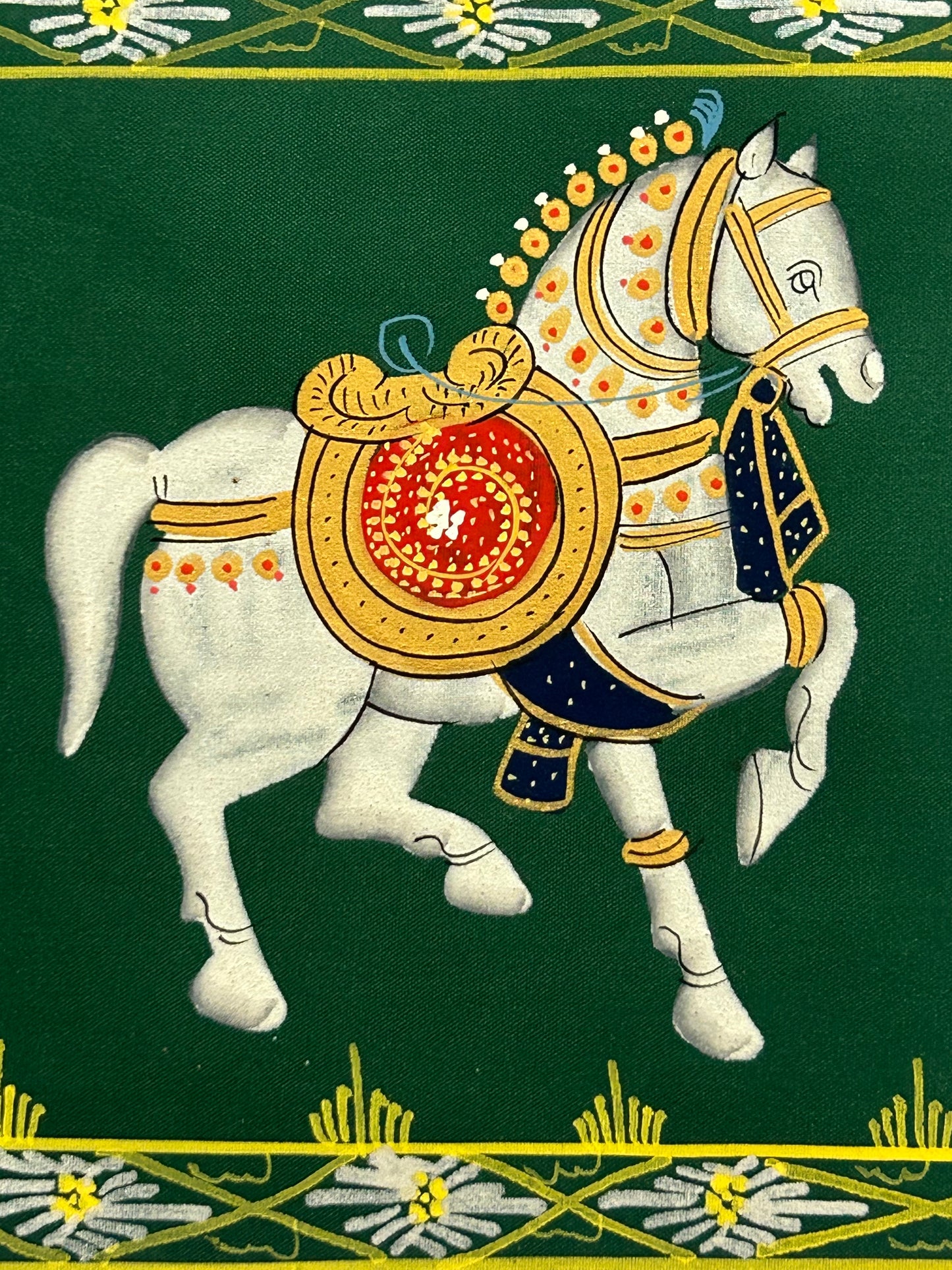 Royal White Horse Miniature Art
