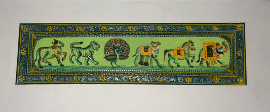Rajasthani Miniature Border Painting - Royal Animals"