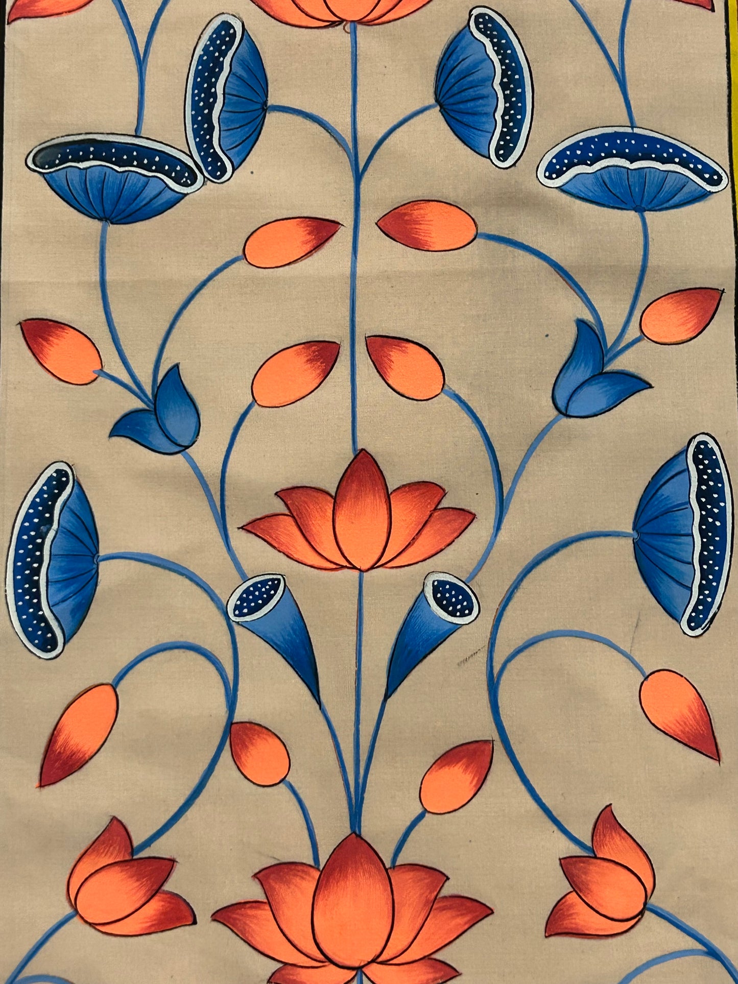 Blooming Harmony: Lotus Garden in Folk Elegance