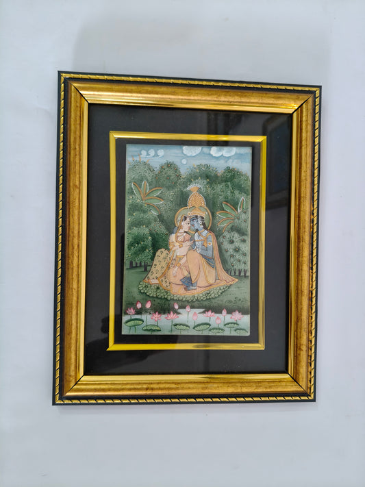 Radha Krishna Marble Plate Painting – Handcrafted Traditional Miniature Art
