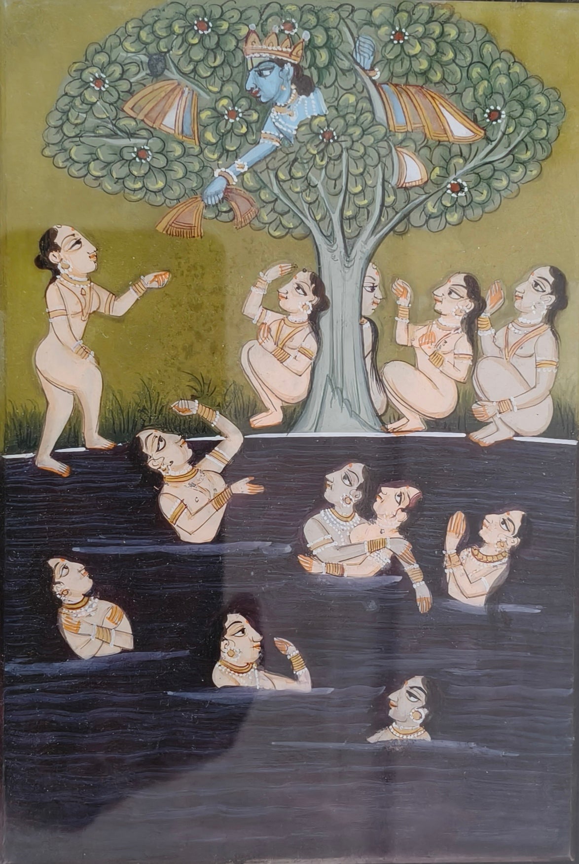 Lord Krishna and Gopis Marble Art Painting