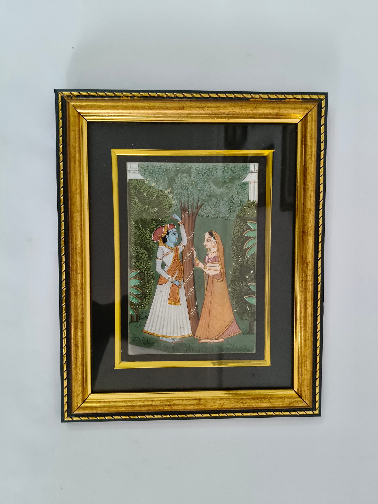Radha Krishna Marble Plate Painting – Handcrafted Traditional Miniature Art