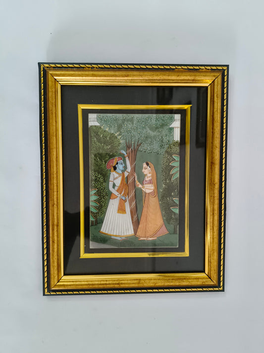 Radha Krishna Marble Plate Painting – Handcrafted Traditional Miniature Art