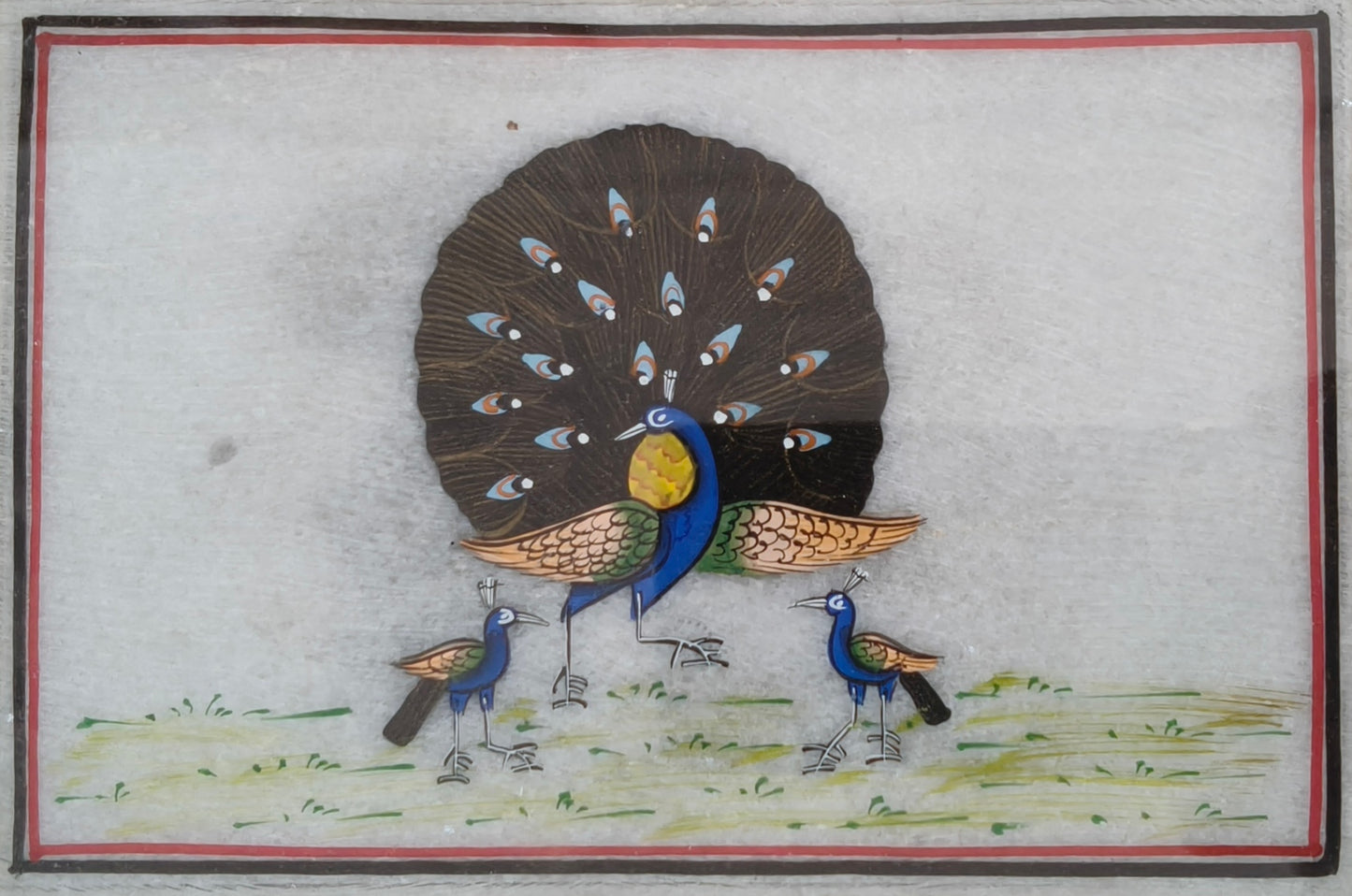 Peacock Marble Plate Painting
