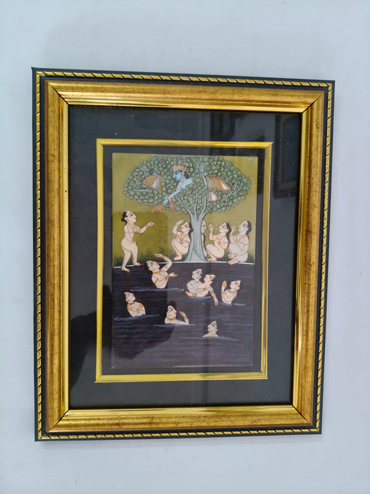 Lord Krishna and Gopis Marble Art Painting