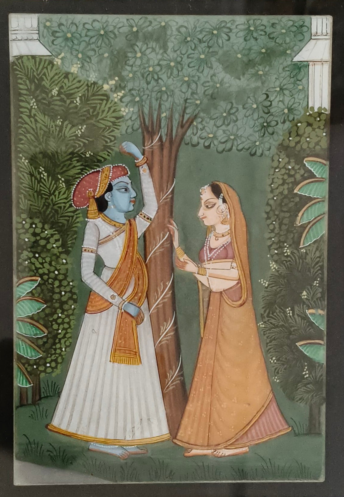 Radha Krishna Marble Plate Painting – Handcrafted Traditional Miniature Art