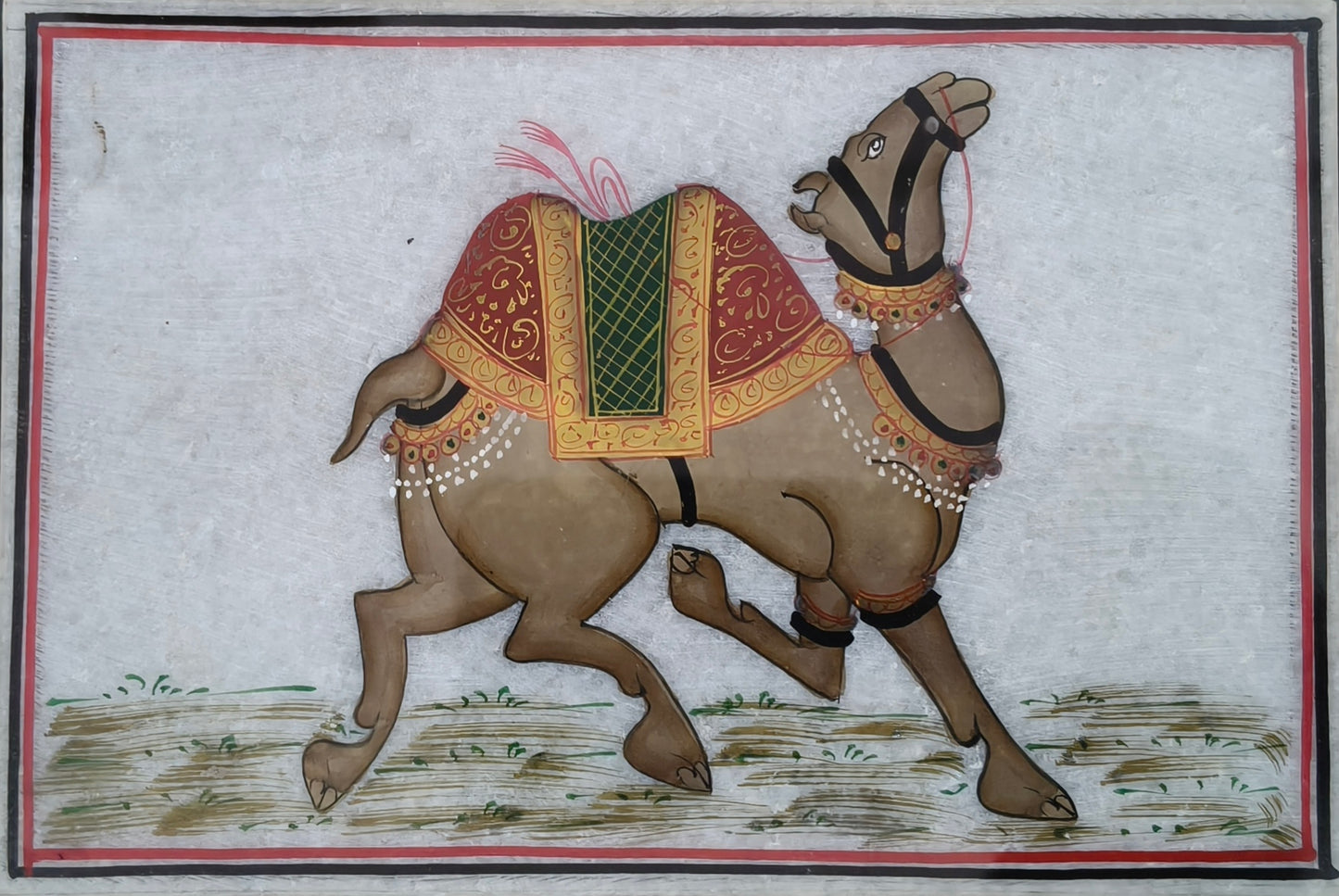Decorated Camel Marble Plate Painting – Handcrafted Rajasthani Miniature Art