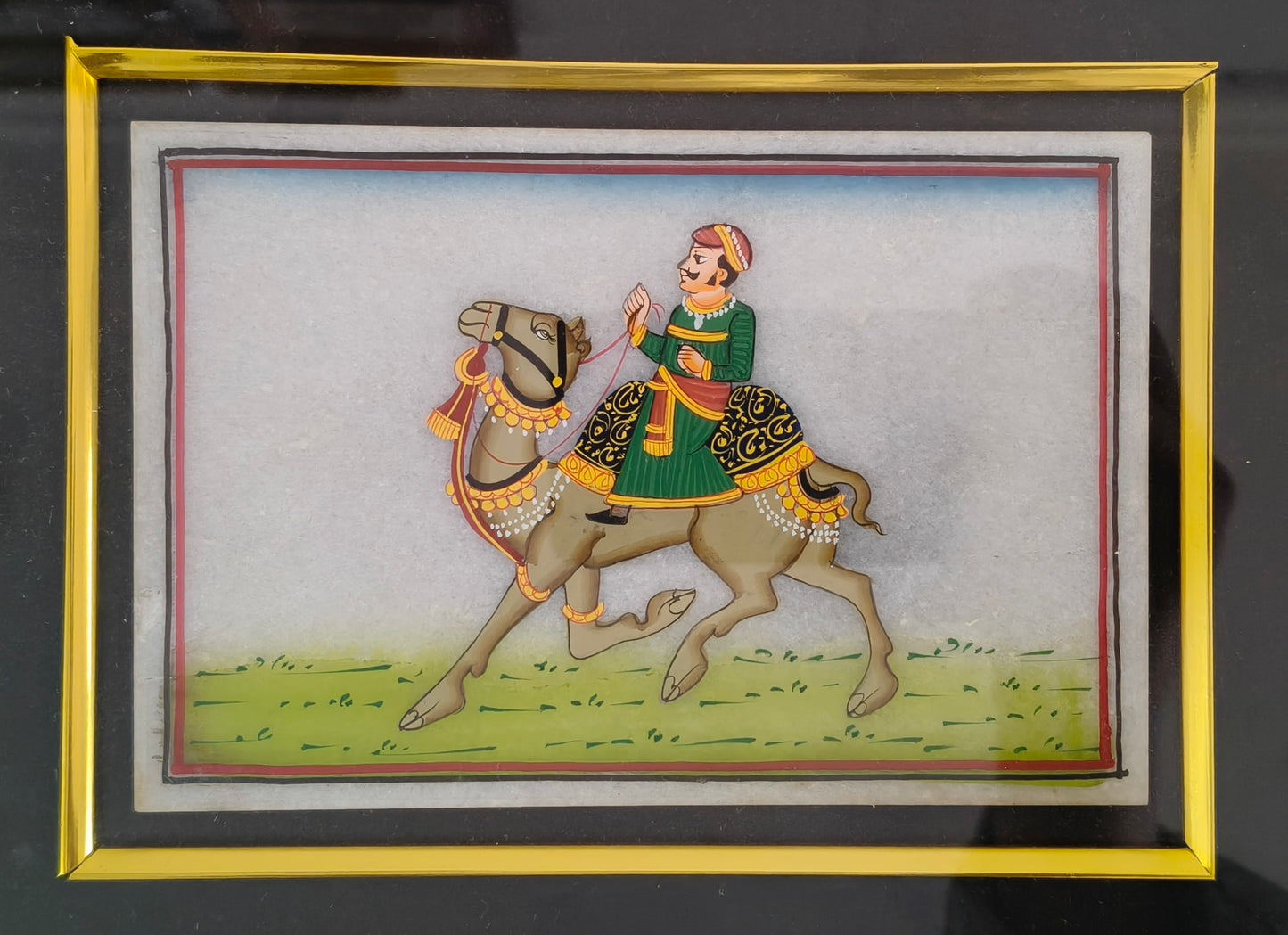 Camel Rider Marble Plate Painting – Traditional Rajasthani Marble Artwork