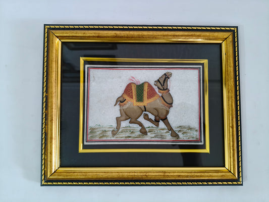 Decorated Camel Marble Plate Painting – Handcrafted Rajasthani Miniature Art