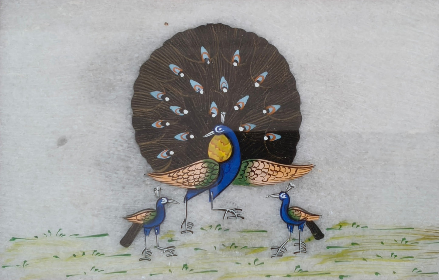Peacock Marble Plate Painting