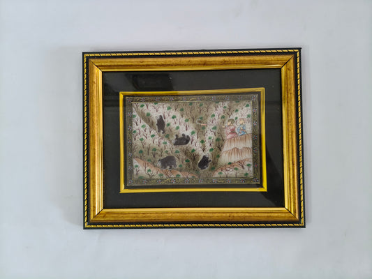 Royal Forest Hunting Scene Marble Plate Painting – Handcrafted Traditional Marble Art