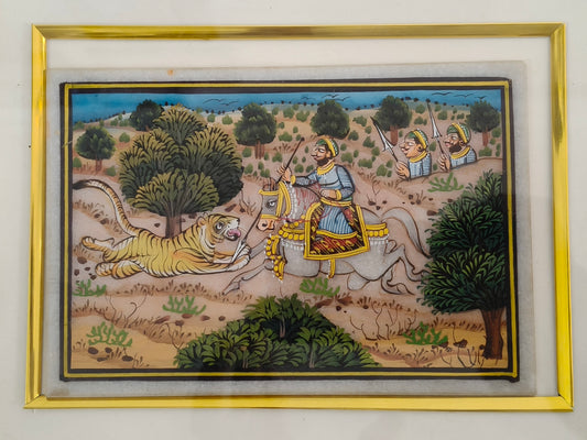 Royal Tiger Hunt Miniature Painting