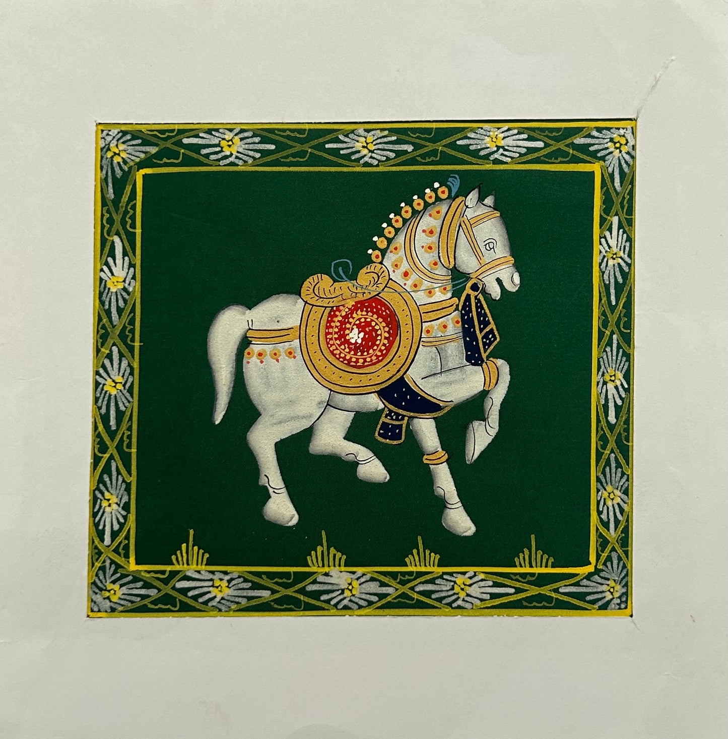 Royal White Horse Miniature Art