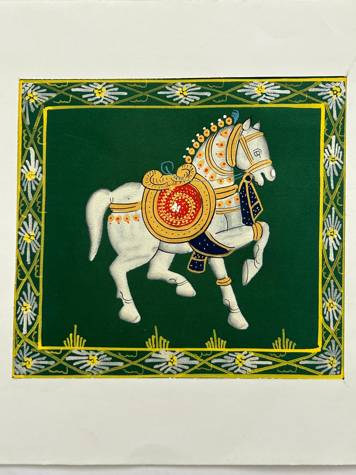 Royal White Horse Miniature Art