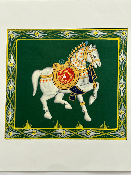 Royal White Horse Miniature Art