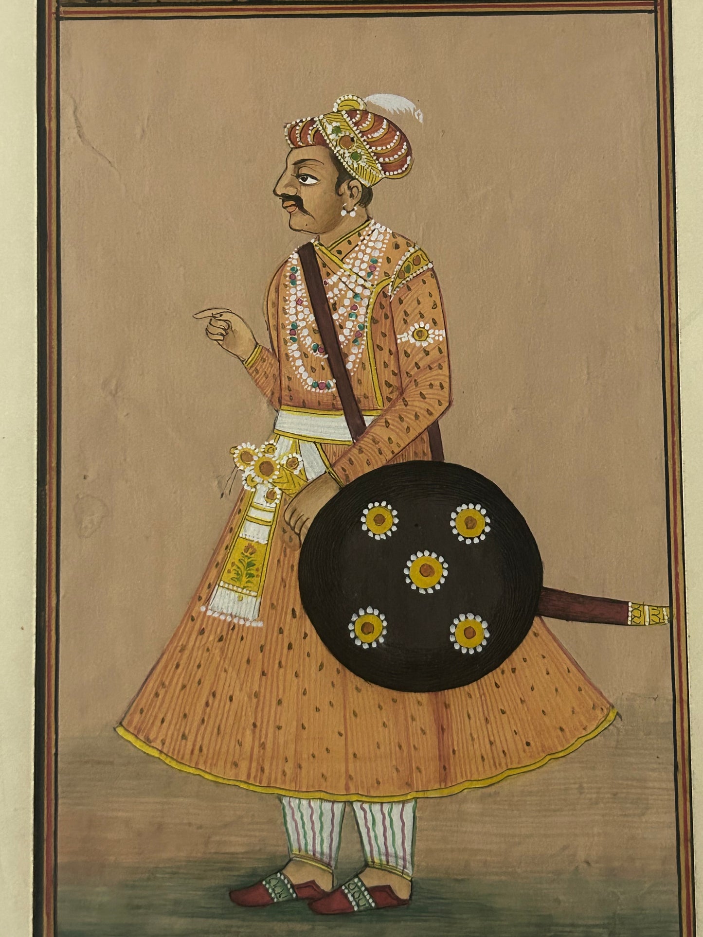Indian miniature painting depicting a royal figure