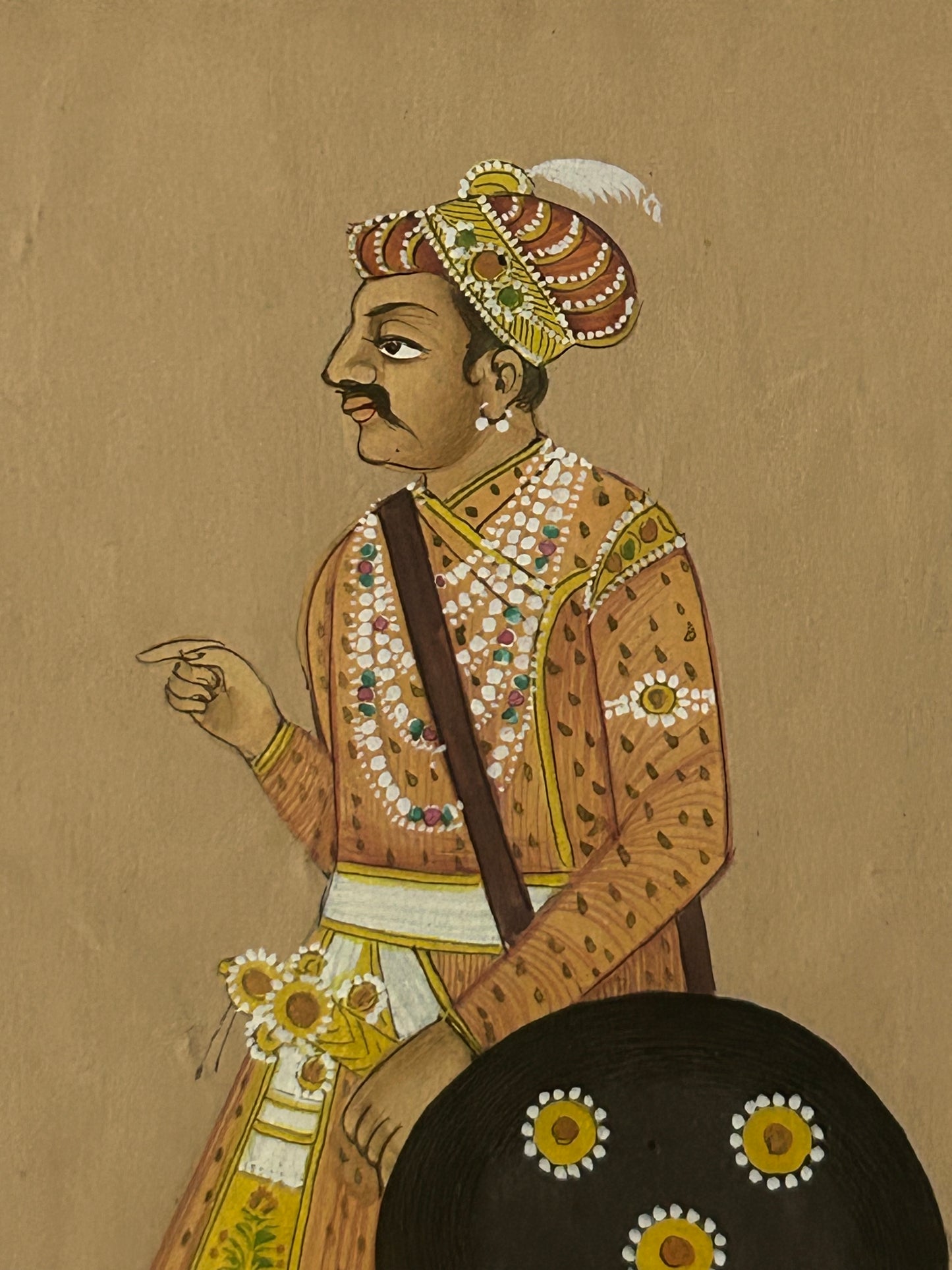 Indian miniature painting depicting a royal figure