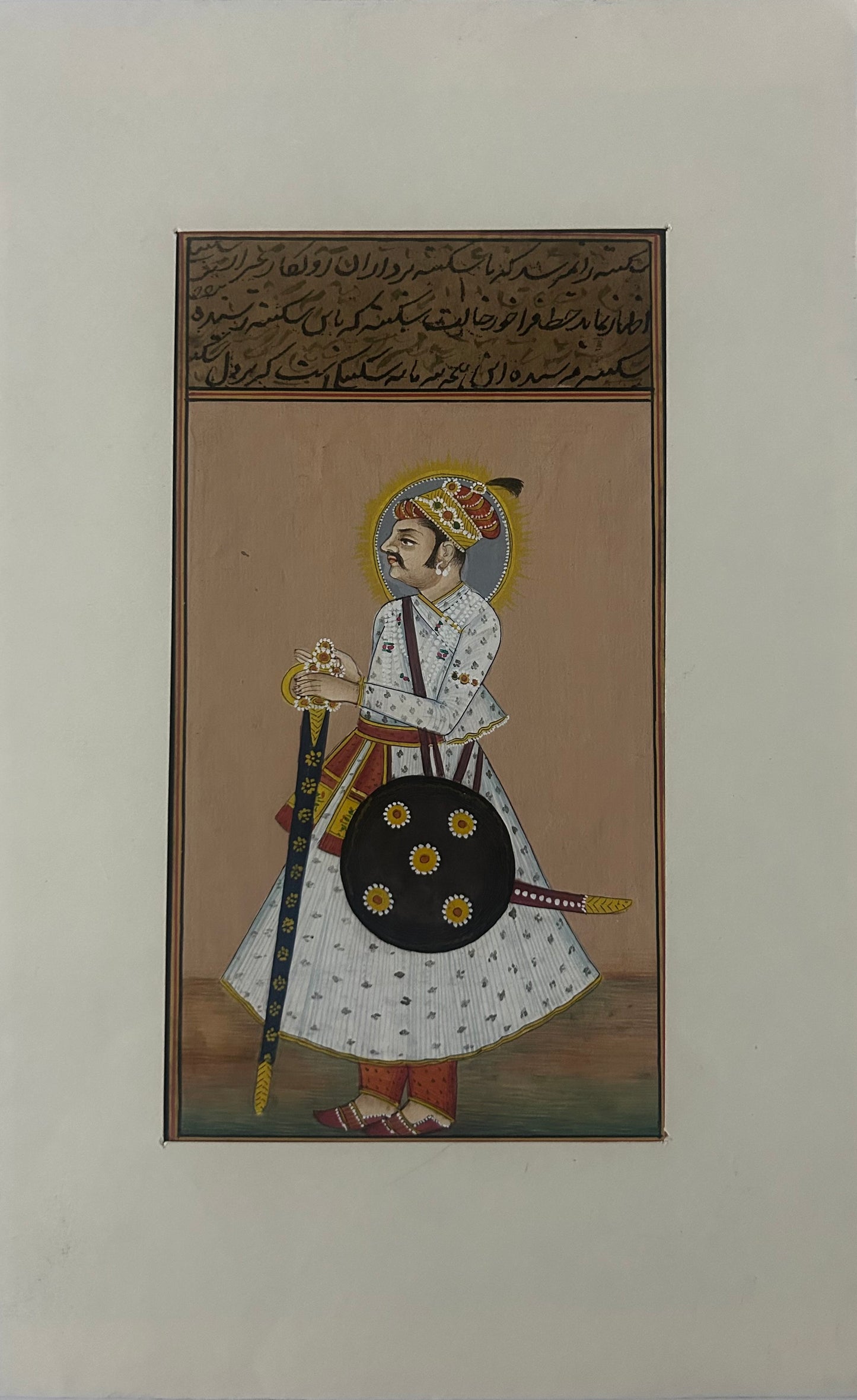 Indian miniature painting depicting a royal figure