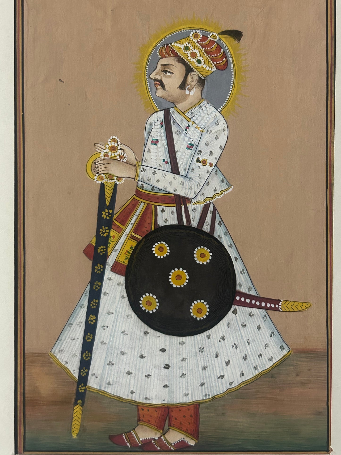 Indian miniature painting depicting a royal figure