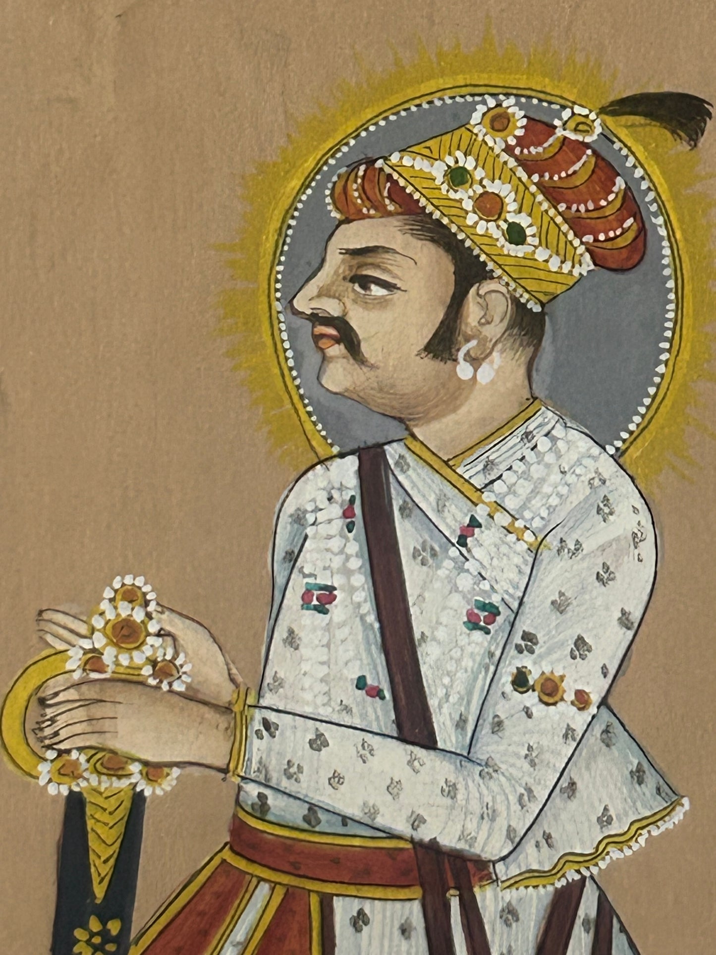 Indian miniature painting depicting a royal figure