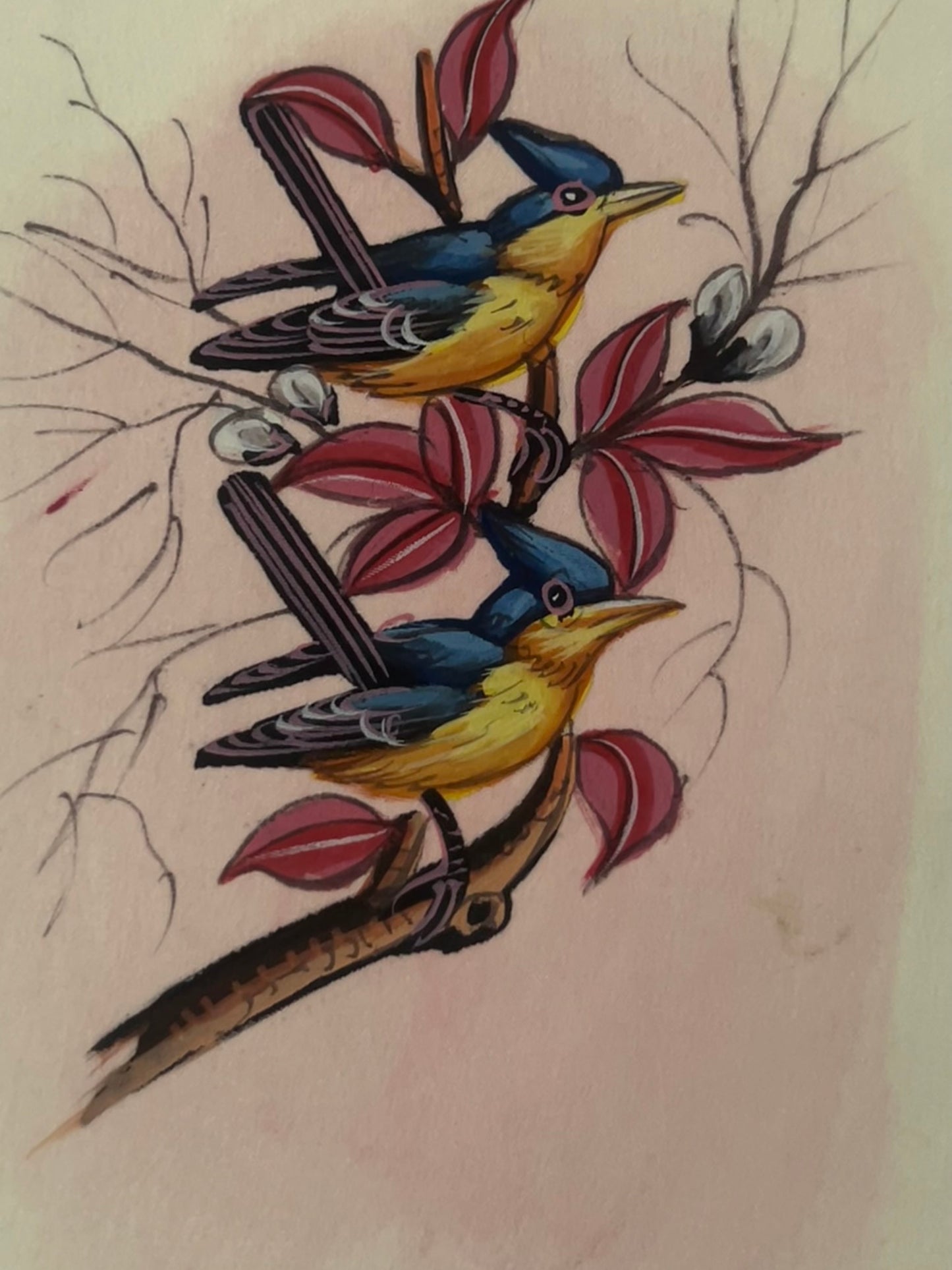 Traditional Indian bird miniature painting
