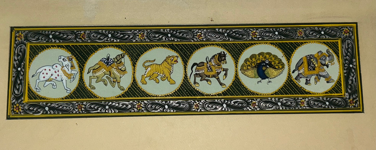 Rajasthani Miniature Border Painting - Royal Animals