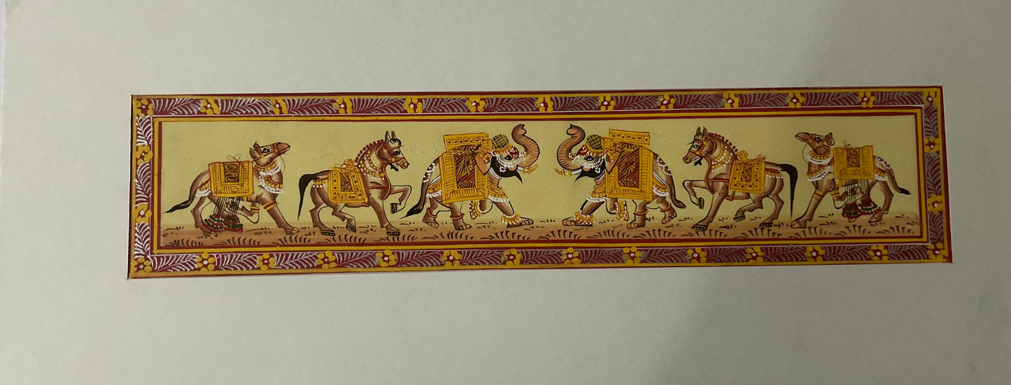 Rajasthani Miniature Border Painting - Royal Animals