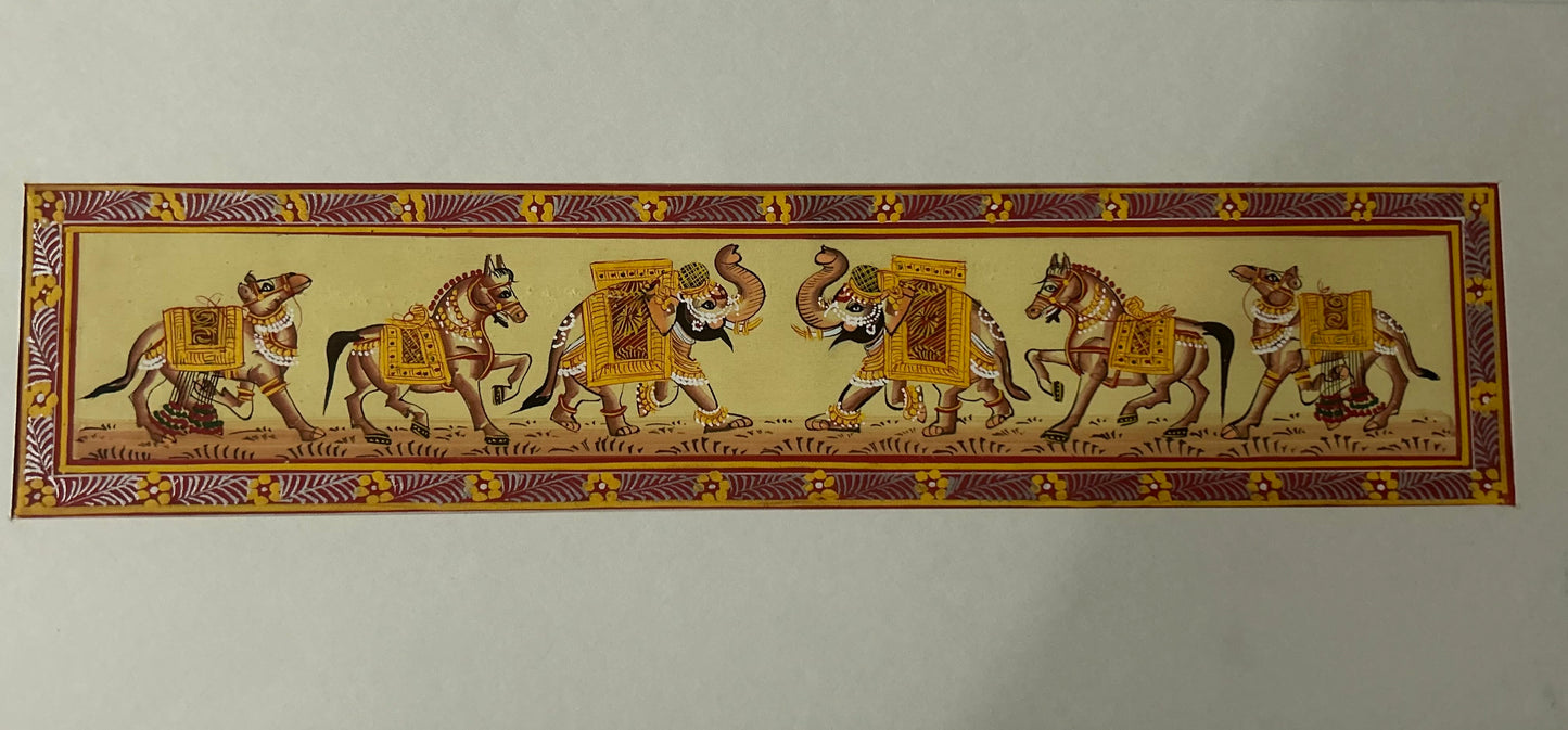 Rajasthani Miniature Border Painting - Royal Animals