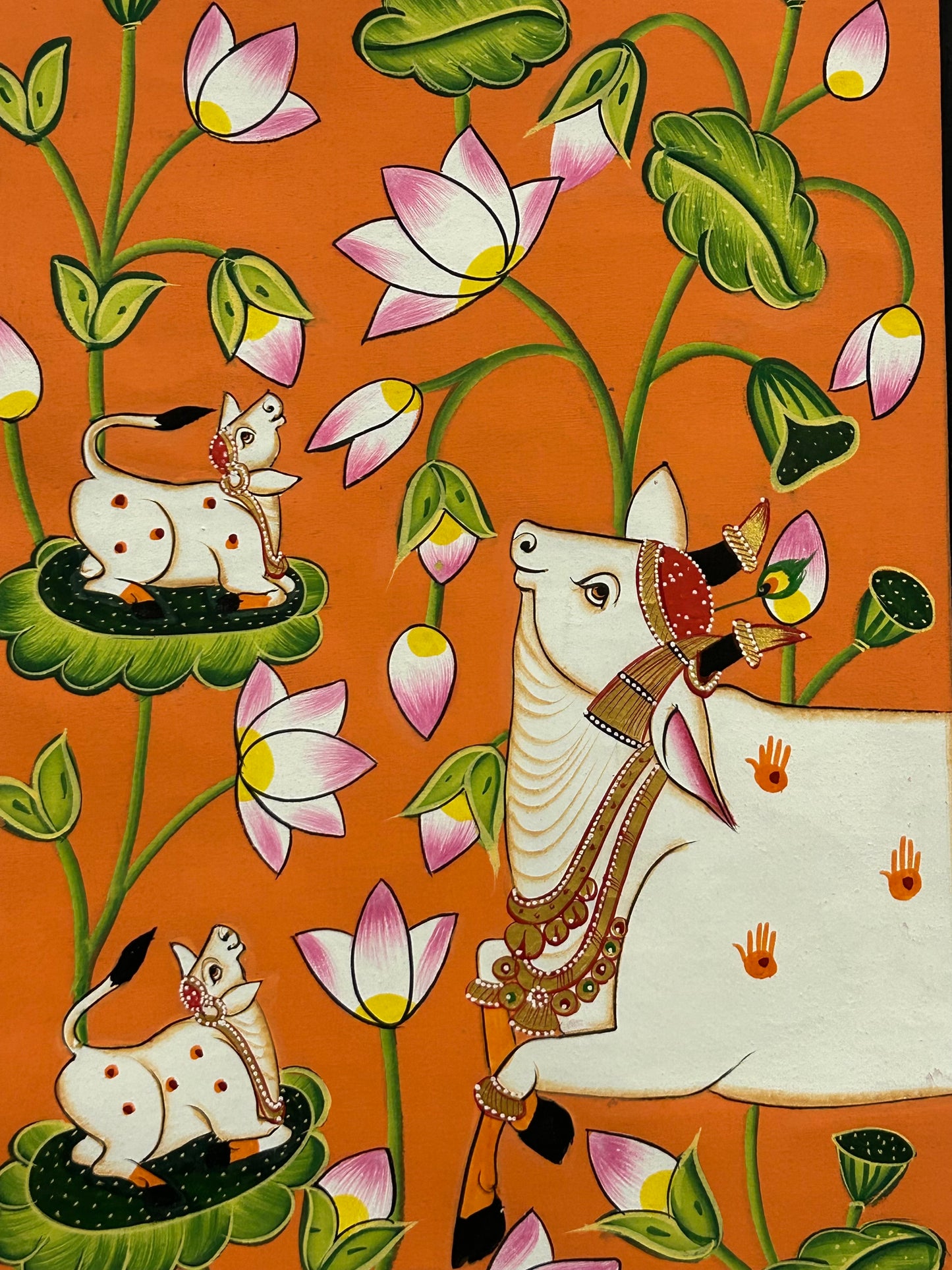Sacred Cow & Calves in Lotus Bloom