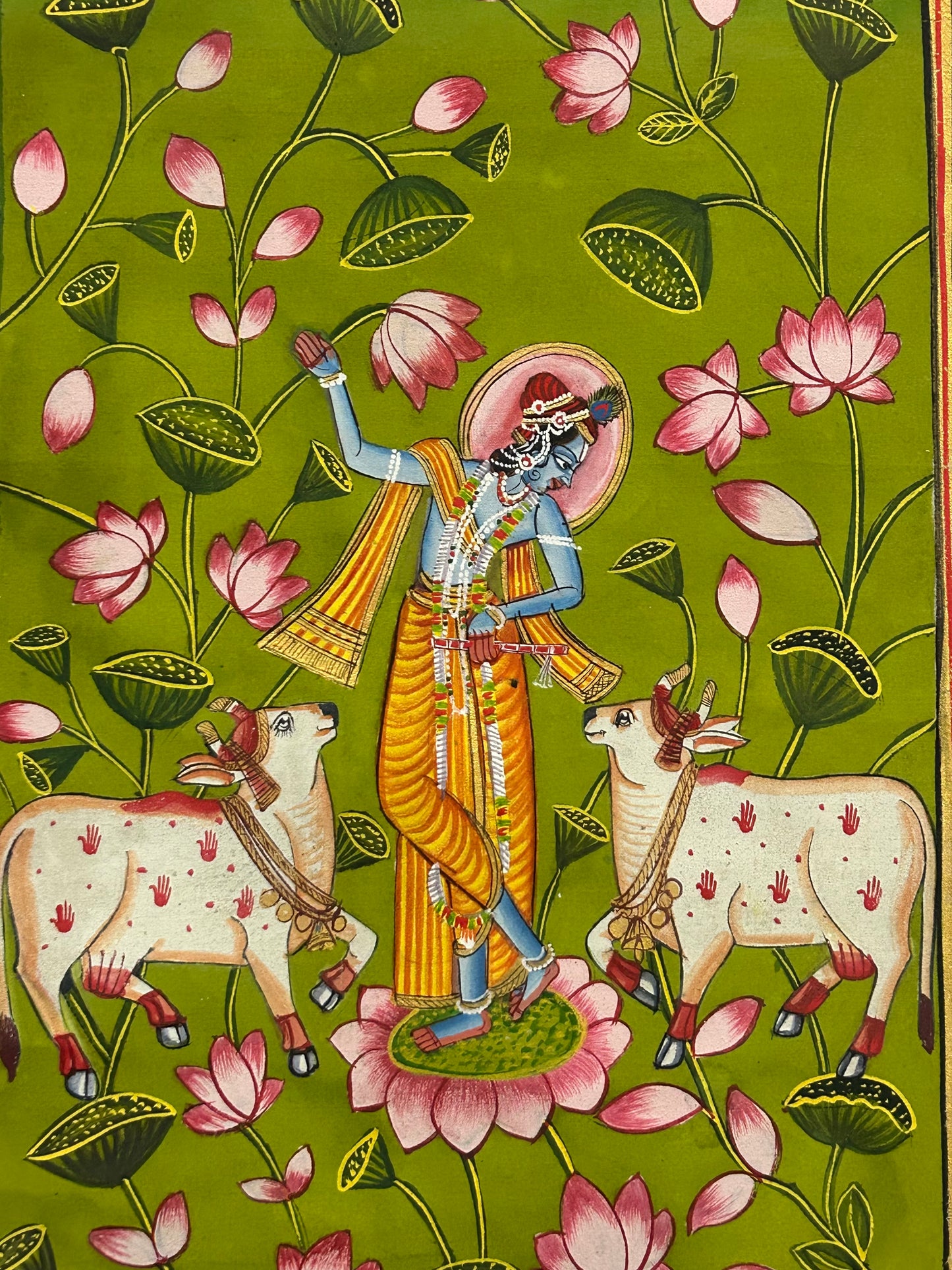 Krishna in Lotus Garden – Handcrafted Miniature Painting