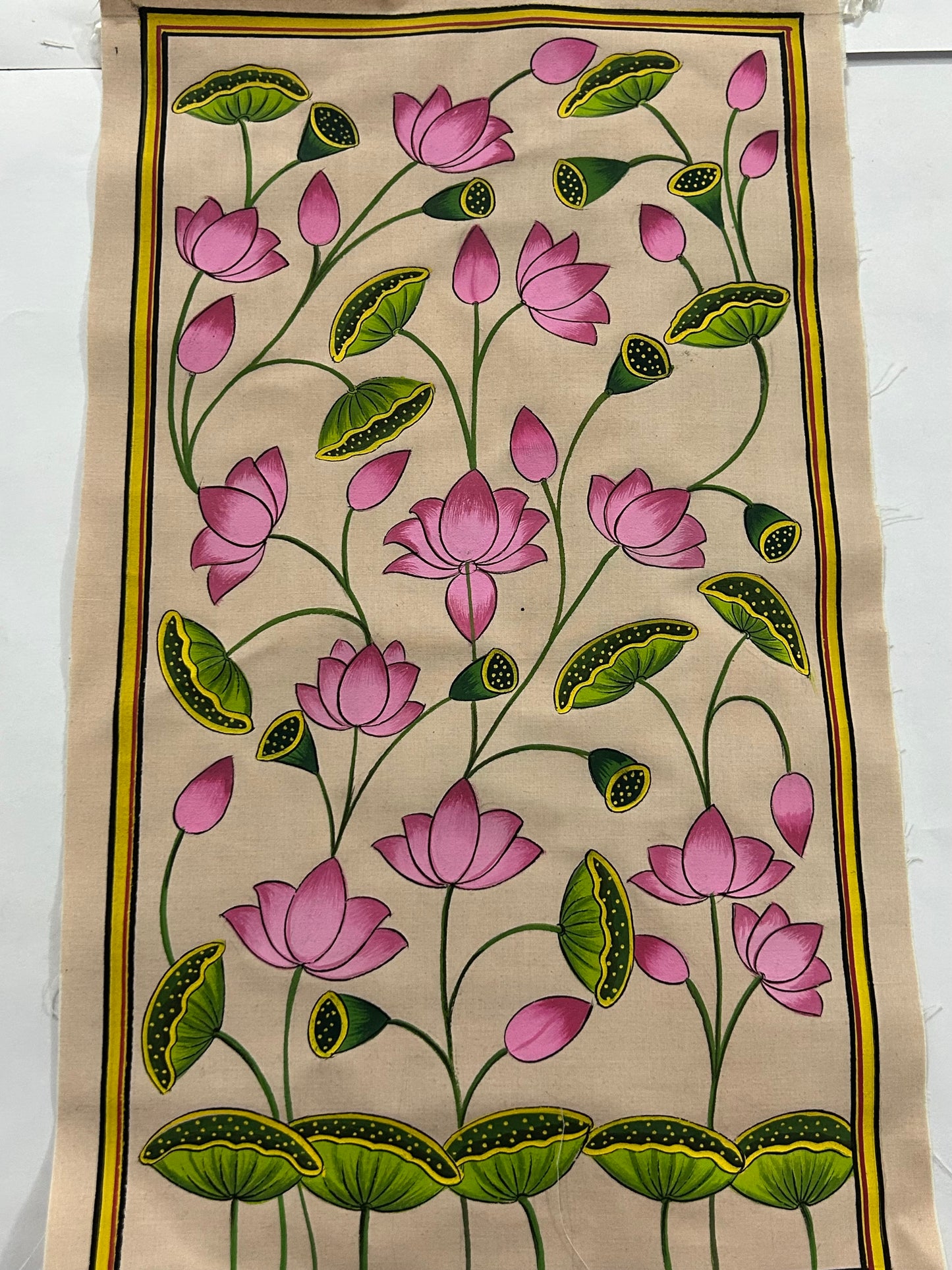 Blooming Harmony: Lotus Garden in Folk Elegance
