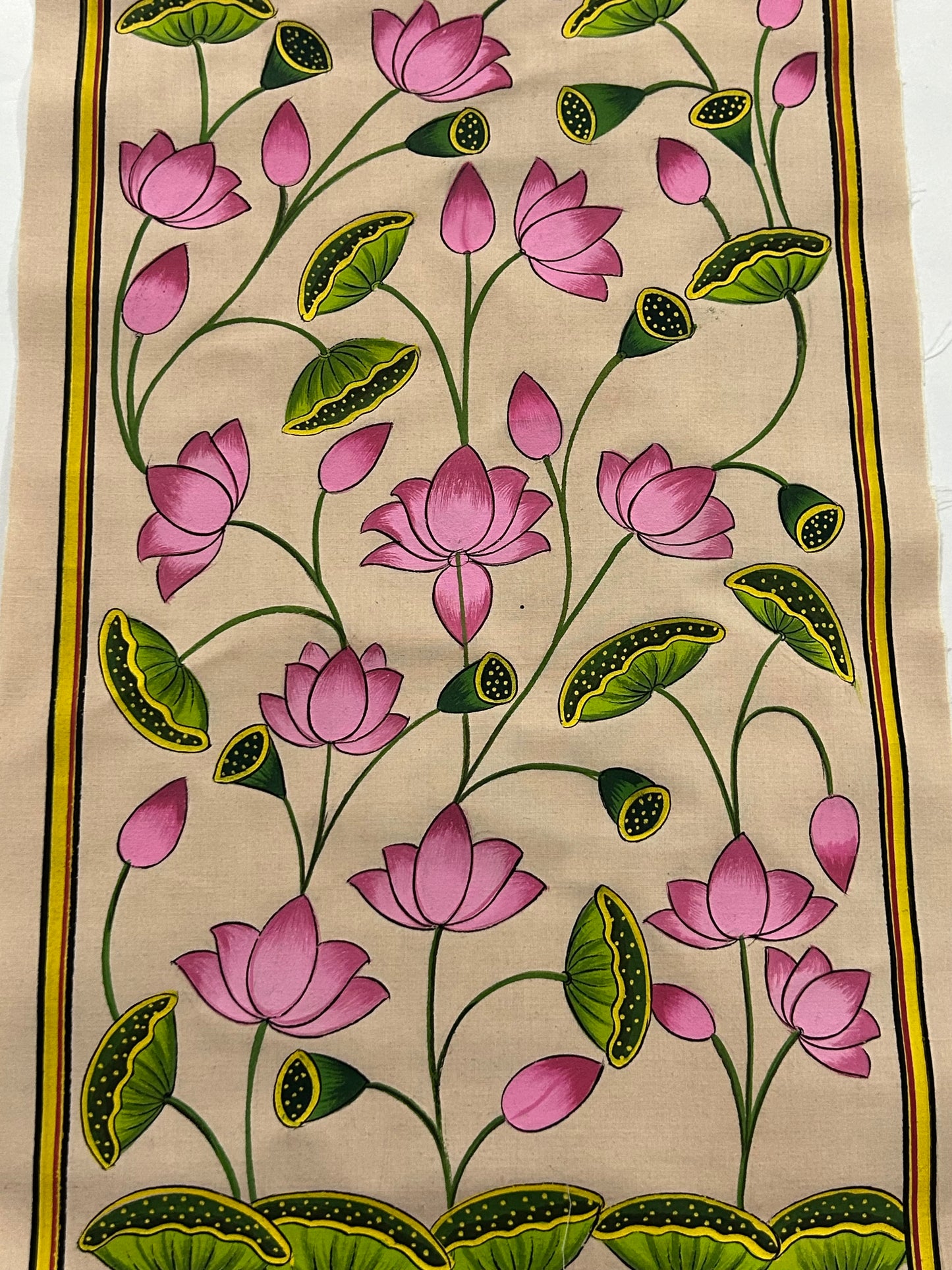Blooming Harmony: Lotus Garden in Folk Elegance