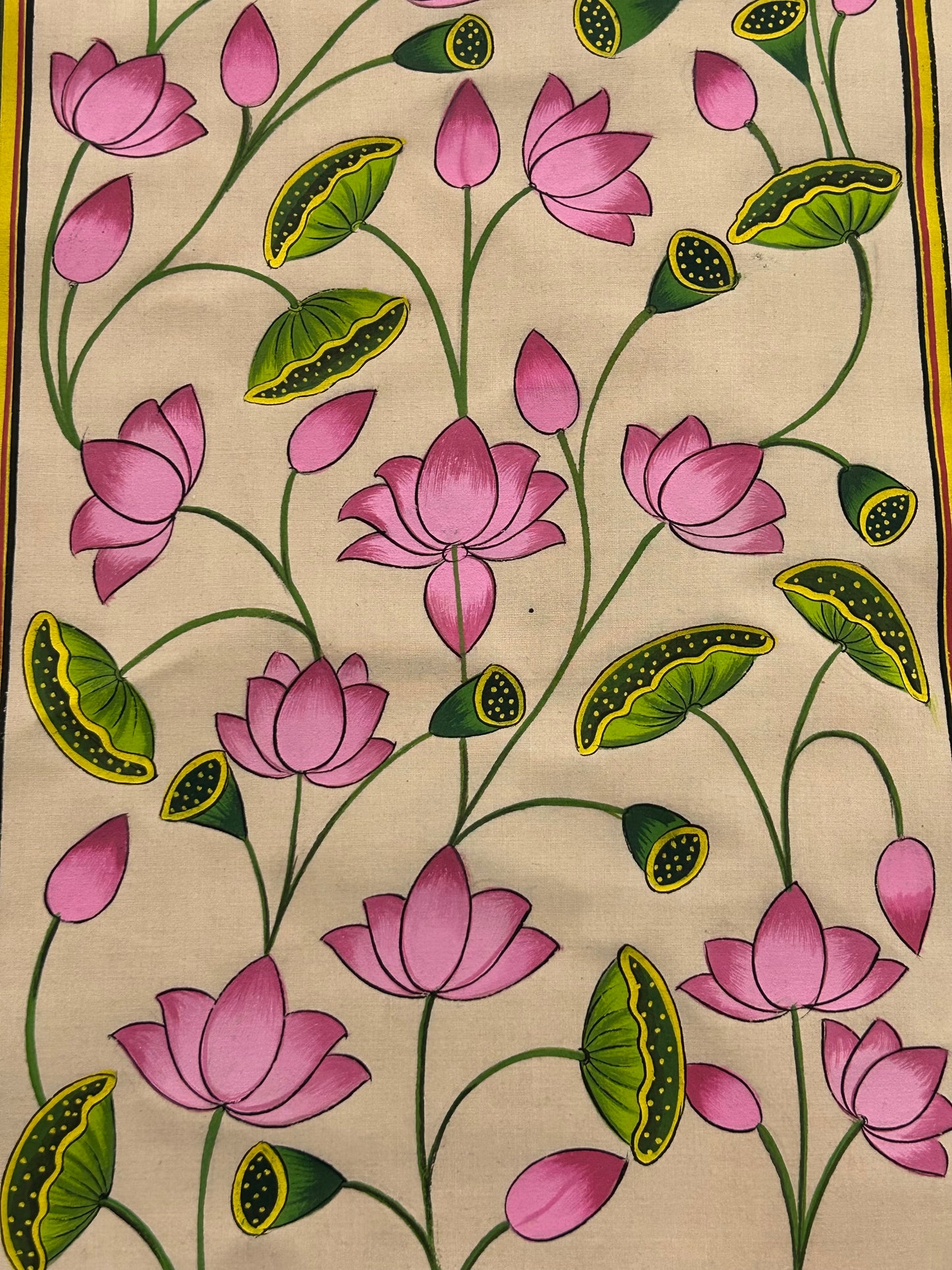 Blooming Harmony: Lotus Garden in Folk Elegance