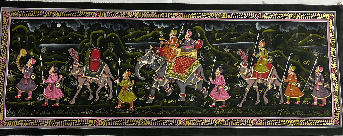 Royal Procession – Traditional Indian Miniature Painting